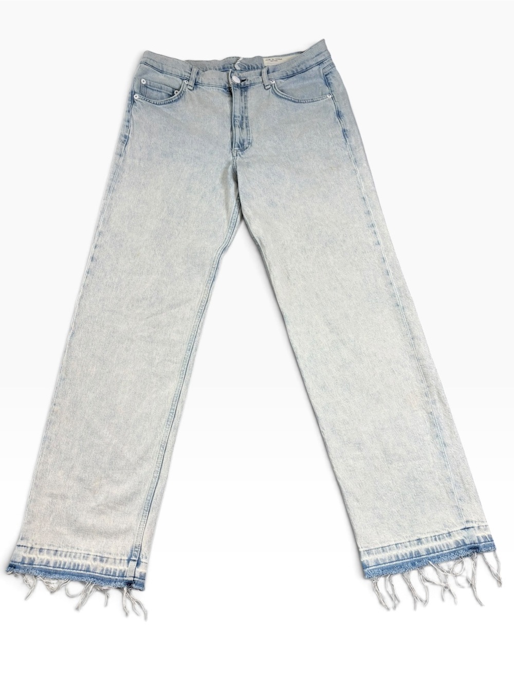 rag & bone Harlow Straight Leg Jeans 31 Light Wash Raw Hem Mid Rise Denim